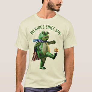 1776年以来王様なし ポートランドのカエル 踊る王冠 Tシャツ