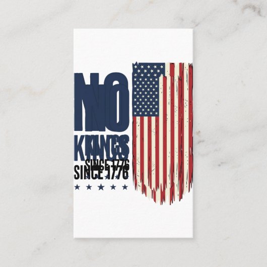 1776年以来王様はなし 愛国フラッグTシャツデザイン_1 名刺 (正面)
