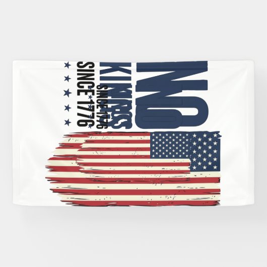 1776年以来王様はなし 愛国フラッグTシャツデザイン_1 横断幕 (横)