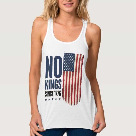 1776年以来王様は不要 愛国フラッグTシャツデザイン_1 タンクトップ (正面)