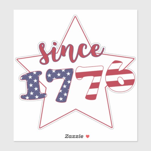 1776年以来 – アメリカ国旗のタイポグラフィ シール (シート)