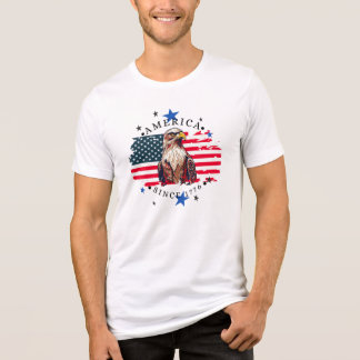1776年以降のアメリカ国旗と鷲と星 トライブレンドTシャツ