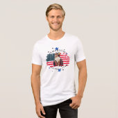 1776年以降のアメリカ国旗と鷲と星 トライブレンドTシャツ (正面全面)
