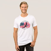 1776年以降のアメリカ 鷲 星 アメリカ国旗 トライブレンドTシャツ (正面全面)
