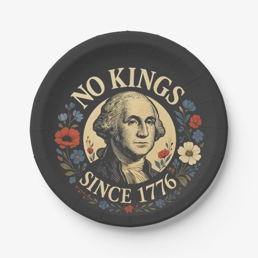 1776年以降王様無し アメリカの民主主義抗議 ペーパープレート (正面)