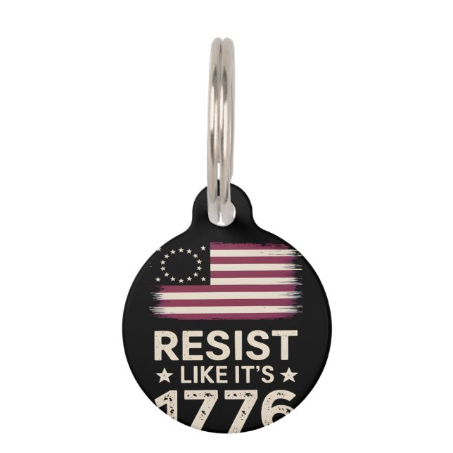 1776年同様に抵抗 アメリカ保守旗 ペット　ネームタグ (正面)