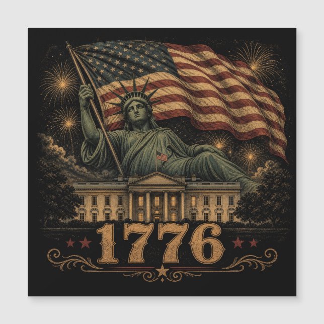 1776年愛国アメリカ国旗自由の女神マグネット (正面)