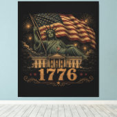 1776年愛国アメリカ国旗自由の女神 キャンバスプリント (インサイチュ (ウッドフロア))