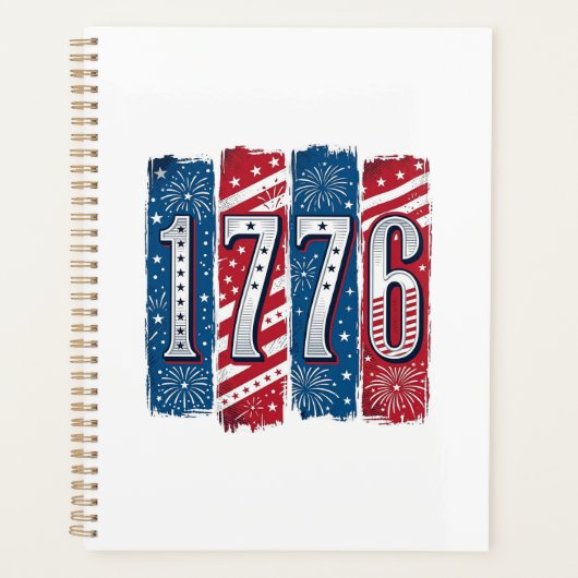 1776年愛国心あふれる花火のビンテージ風ベクター デザイン_1 プランナー手帳 (正面)