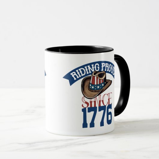1776年誇りを持った以来の星とストライプでの乗馬 マグカップ (正面右)