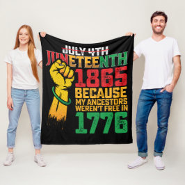 1776年7月4日に私の先祖は自由ではなかったから フリースブランケット