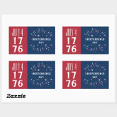 1776年7月4日アメリカ独立記念日の花火 長方形シール (シート)