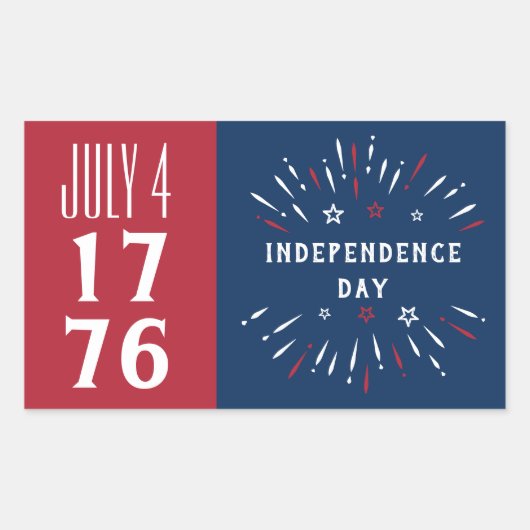 1776年7月4日アメリカ独立記念日の花火 長方形シール (正面)