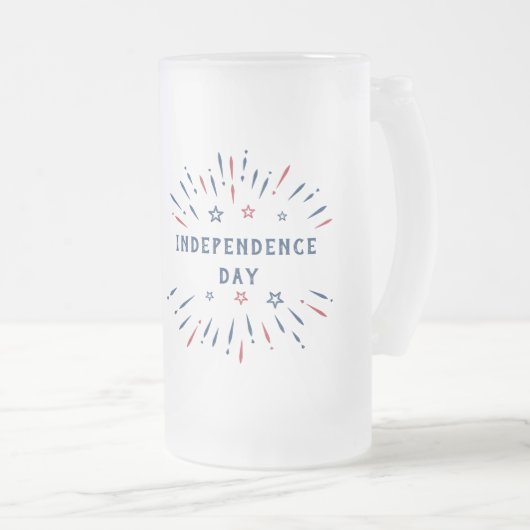 1776年7月4日アメリカ花火アメリカ独立記念日 フロストグラスビールジョッキ (正面右)