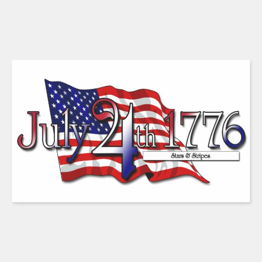 1776年7月4日スターズ&ストライプ 長方形シール (正面)