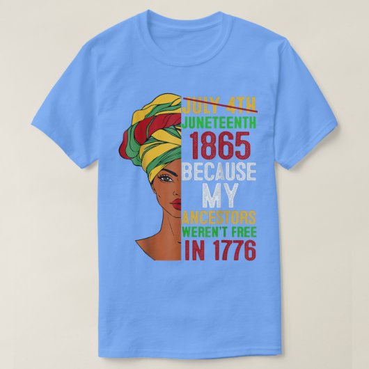 1776年7月4日ブラック  Tシャツ (デザイン正面)
