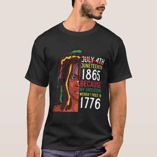 1776年7月4日ブラック Tシャツ (正面)