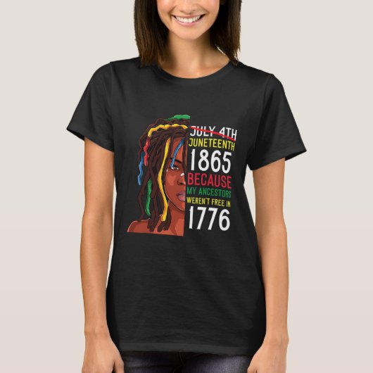 1776年7月4日ブラック Tシャツ (正面)