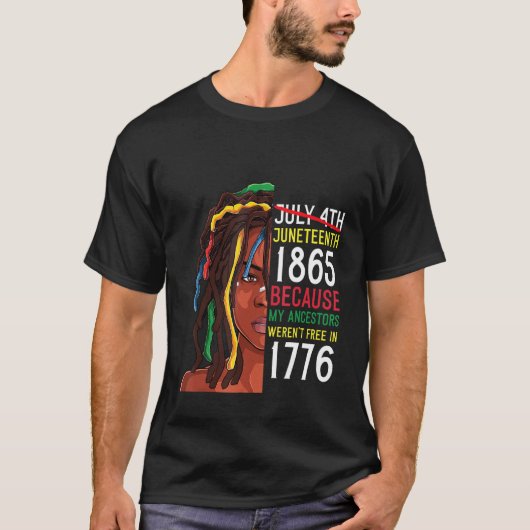 1776年7月4日ブラック Tシャツ (正面)