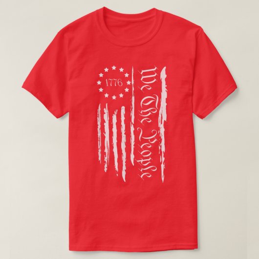 1776年7月4日愛国主義者女性米国国旗 Tシャツ (デザイン正面)