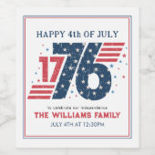 1776年7月4日独立記念日パーティー ワインラベル (シングルラベル)
