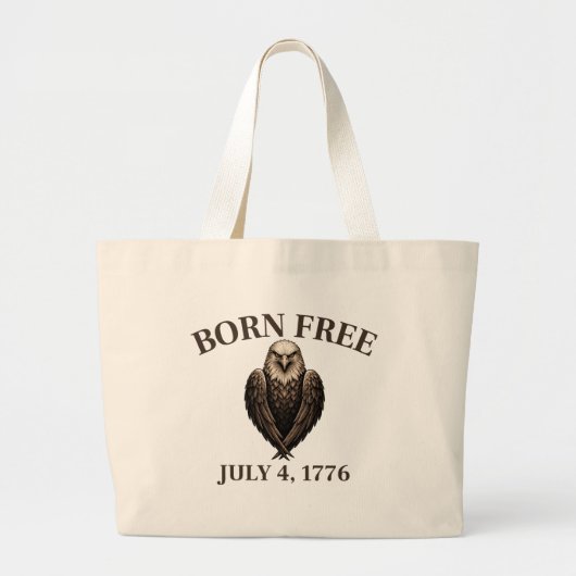 1776年7月4日生まれ 自由 ラージトートバッグ (正面)