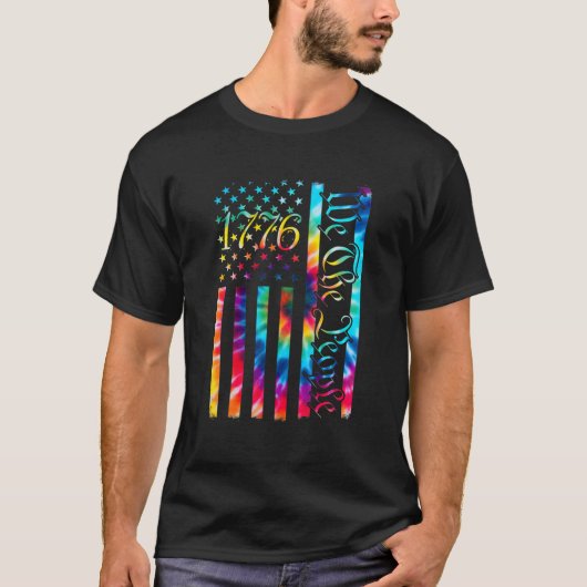 1776年7月4日絞り染めS We The People American Tシャツ (正面)