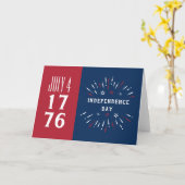 1776年7月4日 アメリカ USA 独立記念日 花火 カード (黄色い花)