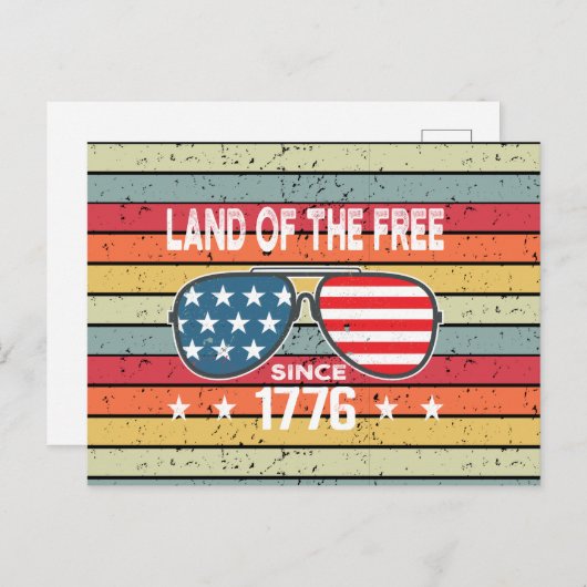 1776年7月4日 独立記念日 ヴィンテージ・サンセット ポストカード (正面/裏面)