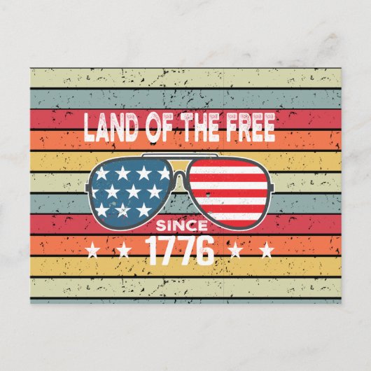 1776年7月4日 独立記念日 ヴィンテージ・サンセット ポストカード (正面)