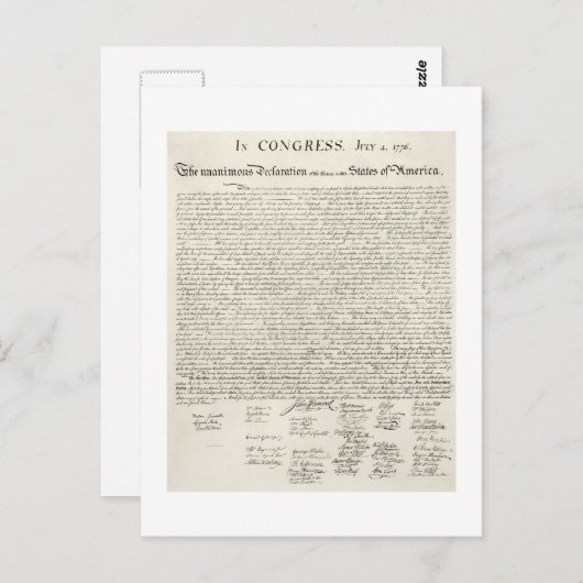 1776年7月4日INDEpendenceの宣言 ポストカード (正面/裏面)