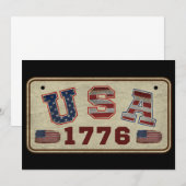 1776年 アメリカ ヴィンテージ アメリカ国旗 招待状 (正面/裏面)