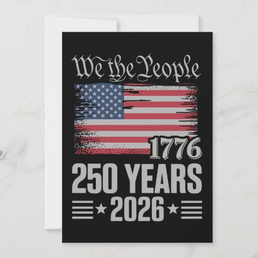 1776年~2026年 250周年 誕生日 7月4日 招待状 (正面)