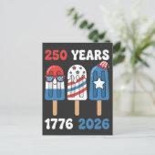 1776年~2026年 250周年 7月4日 アイスクリーム ポストカード (スタンド正面)
