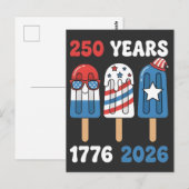 1776年~2026年 250周年 7月4日 アイスクリーム ポストカード (正面/裏面)
