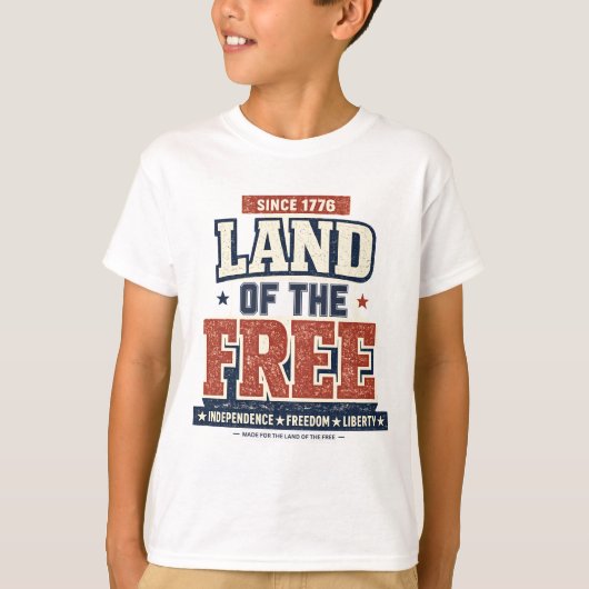 1776愛国少年「自由の国」Tシャツ Tシャツ (正面)