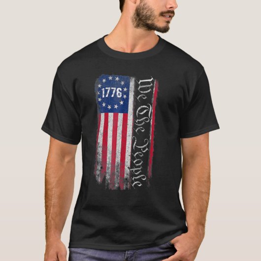 1776我々は7月のアメリカ人のベッツィ・ロス4th tシャツ (正面)