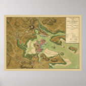 1776米国とイギリス軍のボストンの州都の地図 ポスター (正面)