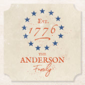 1776 アメリカンスターと家族の名前 ペーパーコースター (正面)