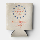 1776 アメリカンスターと家族の名前 缶クーラー (正面)