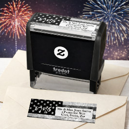 1776 アメリカ国旗風 返信住所印 セルフインキングスタンプ