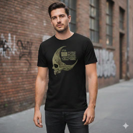 1776 アメリカ国旗 スカル 三日月 Tシャツ