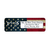1776 アメリカ国旗 赤 白 青 返信先住所 ラベル (正面)