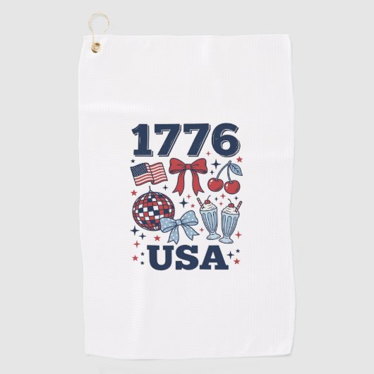 1776 アメリカ愛国クケッタベクター デザイン_1 ゴルフタオル (正面)