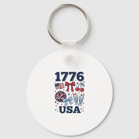 1776 アメリカ愛国コケット ベクター デザイン_1 キーホルダー (正面)