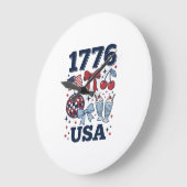 1776 アメリカ愛国コケット ベクター デザイン_1 ラージ壁時計 (傾斜)