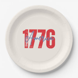 「1776 アメリカ」ソフトアイボリーバックグラウンド 7月4日 ペーパープレート