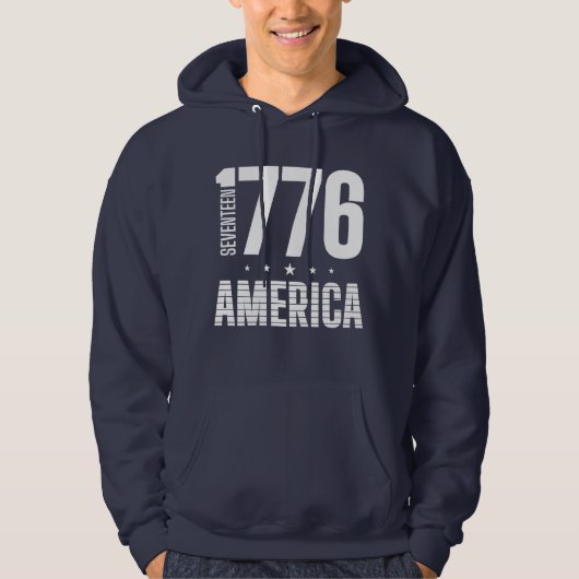 1776 アメリカ 歴史的自由 ホワイトタイポグラフィー パーカ (正面)