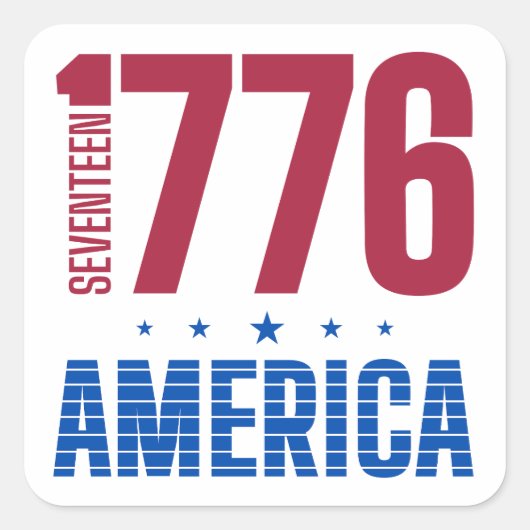 1776 アメリカ 独立250周年 歴史的自由 スクエアシール (正面)
