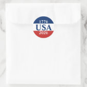 1776 アメリカ 2026 レッド ホワイト ブルー 愛国心 ラウンドシール (バッグ)
